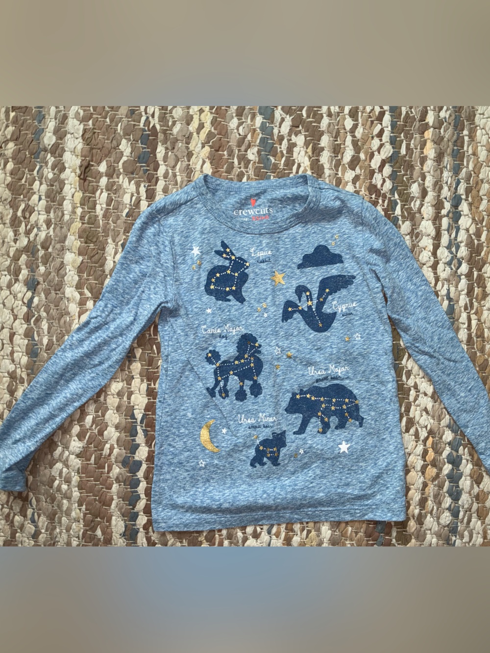 Crewcuts Blue Heather Long-Sleeve Constellation Animal Tee with Gold Accents